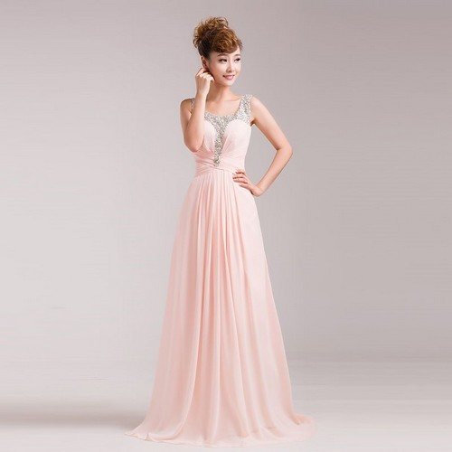 розовое платье в пол